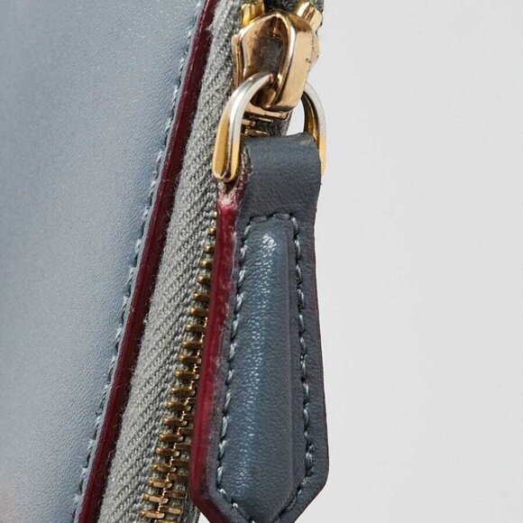 Fendi Blue/Burgundy Leather By The Way Zip Card Holder Wallet - 8M0388 - Picture 4 of 8